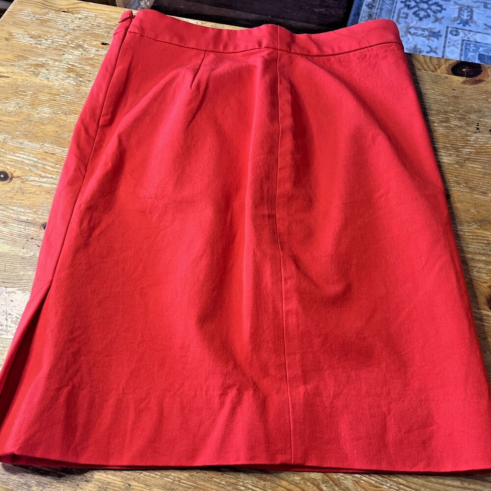 J Crew Red Pencil Skirt Size 2P Cotton Blend Lined Career Workwear Office No. 2 - Picture 4 of 10